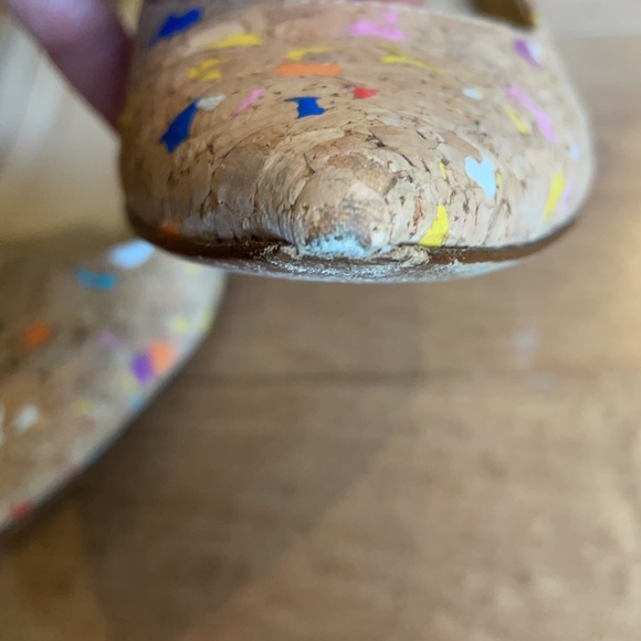 Neiman Marcus cork paint splatter nude kitten heel - Picture 7 of 8